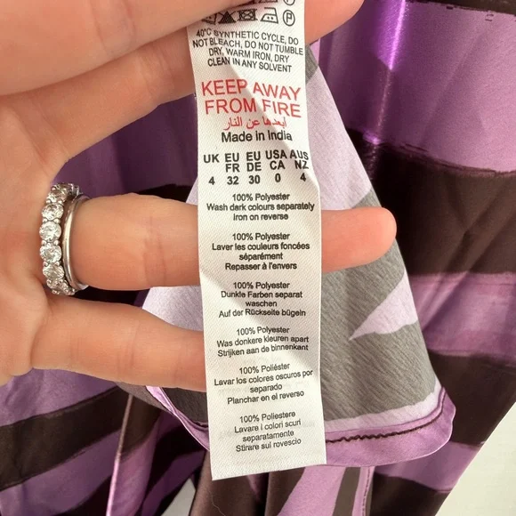 Nasty Gal Purple Satin Abstract Stripe Maxi Slip Dress | NWT Size 4 - Picture 14 of 14